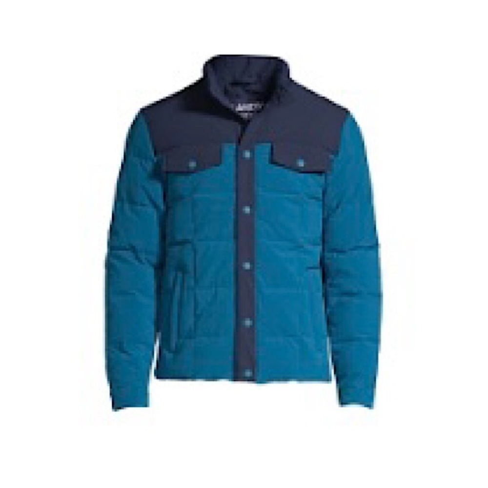 LANDSEND Mens Quilted Stretch Down Jacket With Snap Front 34 to 9 Degrees Temps